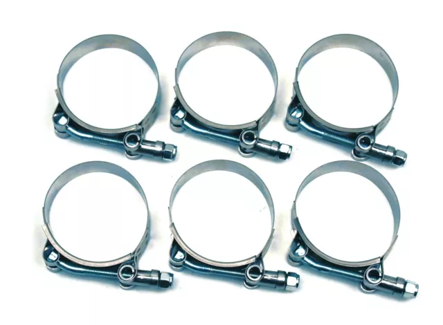 6 pcs 2" T-Bolt Hose Clamps Stainless Steel Turbo Intake Silicone Hose Clamp