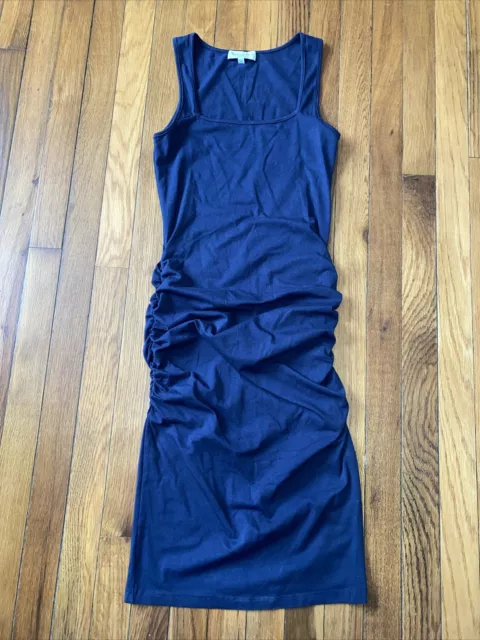 Michael Stars Sleeveless Navy Blue Rutched Tank Midi Dress Anthropologie Size XS