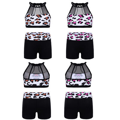 Mädchen Sport Tankini Bikini Sets Top mit Kurze Hose Shorts Yoga Tanz Outfits