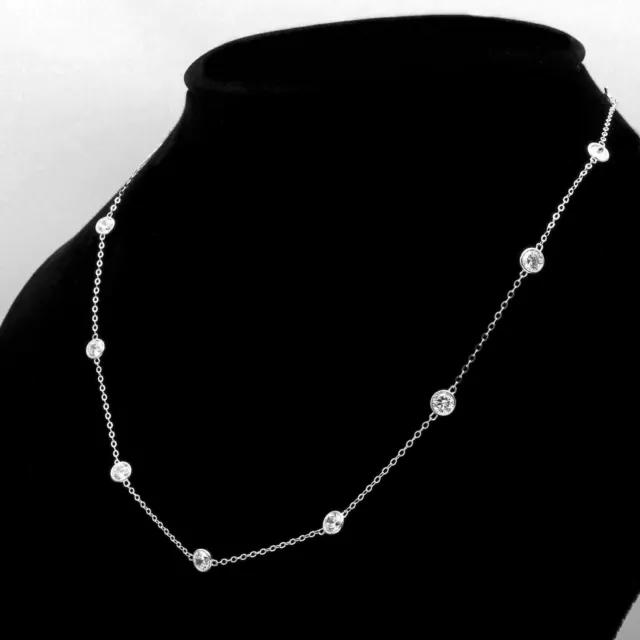 By Yard Station Necklace 3Ct Round Cut Simulated Diamond 14k White Gold Finish