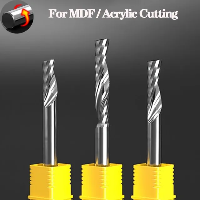 5/6/8mm Single Flute Spiral Cutter Router Bit End Mill For MDF / Acrylic Cutting