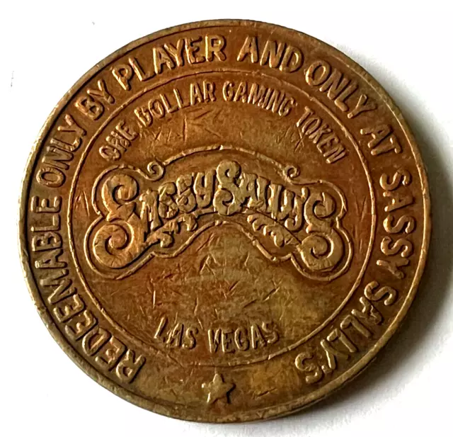 Sassy Sally's Las Vegas Casino / One Dollar Gaming Token / Vintage 1970's / A397