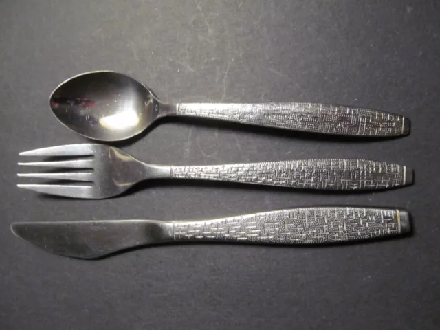 3 p vintage TWA Trans World Airline ABCO cutlery set FORK KNIFE SPOON silverware