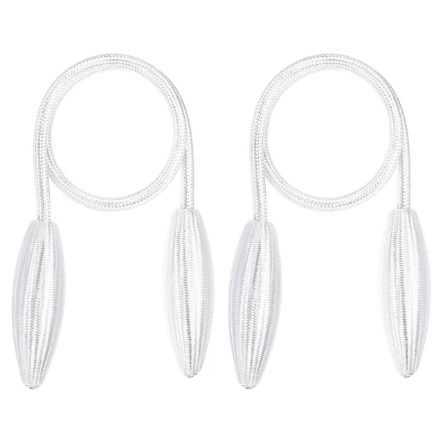 2Pcs Curtain Tiebacks Clips Decorative Window Drape Twist Tie Backs, White