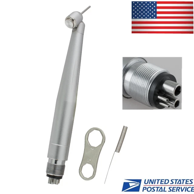 USA Denshine Dental LED 45 Degree Fiber Optic High Speed Handpiece 4 Holes FDA