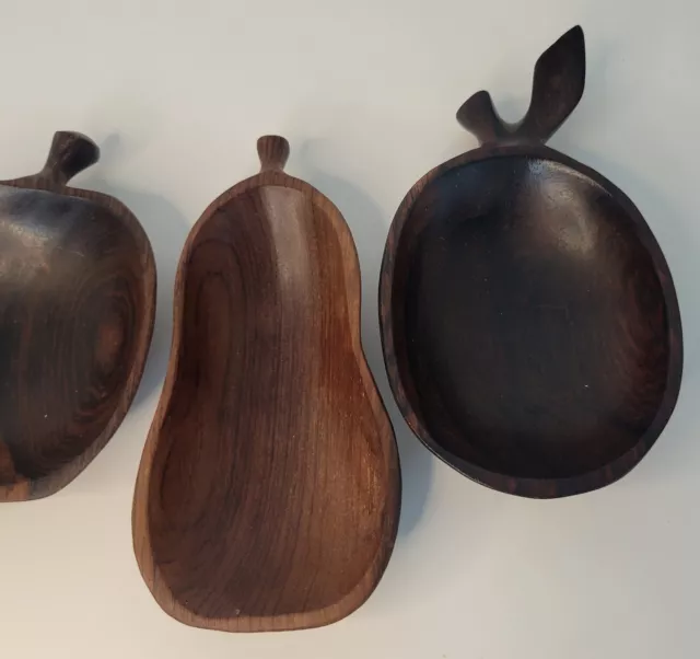Set of 5 Beautifully Carved Vintage Wooden Decorative/ Appetizer Bowls 2