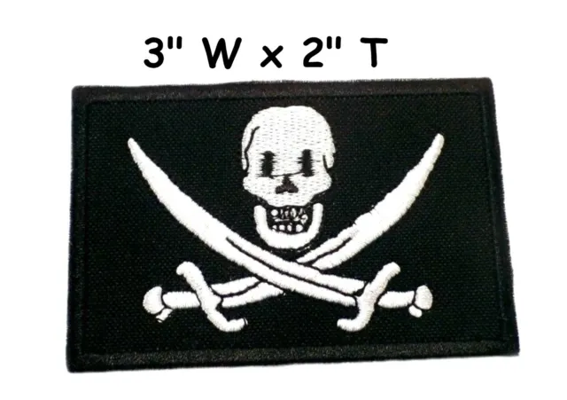 PIRATE FLAG iron-on PATCH JOLLY ROGER Skull Swords EMBROIDERED Calico Jack NEW