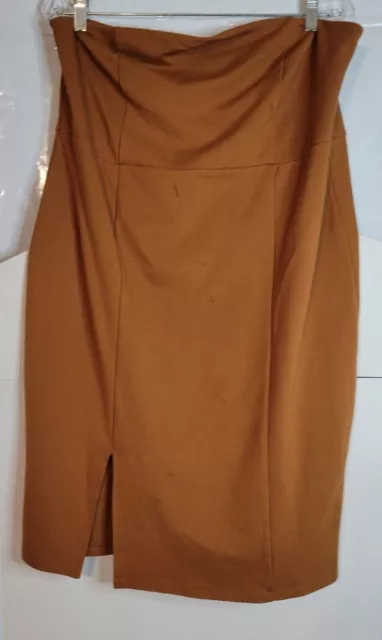 FOREVER 21 KNEE PENCIL COCKTAIL SKIRT Arabian Rust  PLUS SZ NEW Sexy Slit boho