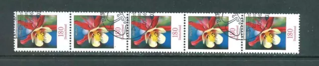 BRD / Bund Rollenmarken Blumen - Mi-Nr. 3082 gestempelt - 5er Streifen