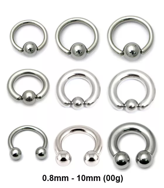 Steel Bcr Ball Closure Rings Horseshoe Curved Ear Eyebrow Pa Bars 0.8Mm -10Mm