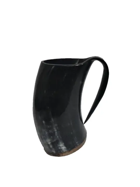 Handcrafted Viking Horn Drinking Mug With Curved Handle Water Beer Home Office
