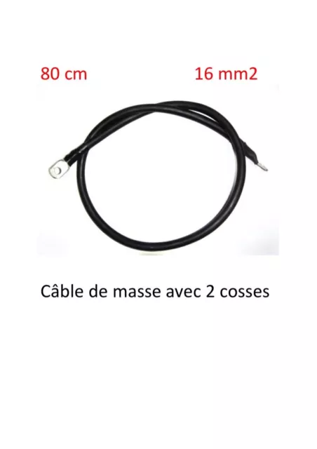 Câble de masse souple 2 cosses 16 mm2 80 cm