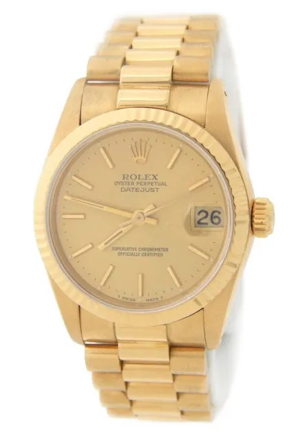 Rolex Datejust President 68278 Donna Medie Massiccio 18K Oro Giallo Watch 31mm