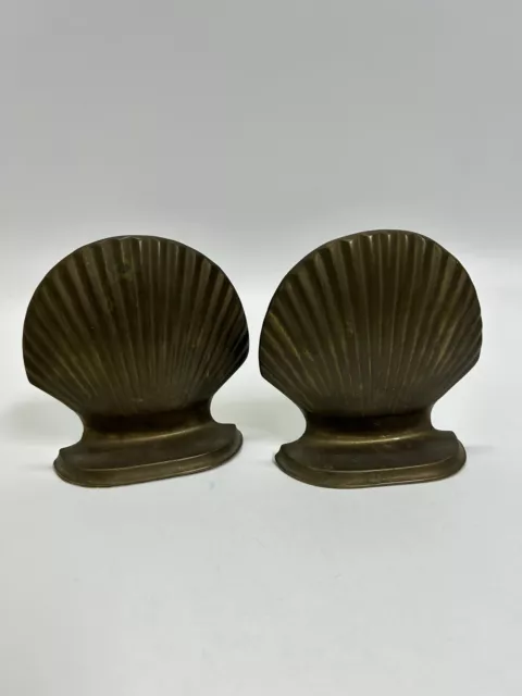 Set Of Brass Clam Shell Bookends