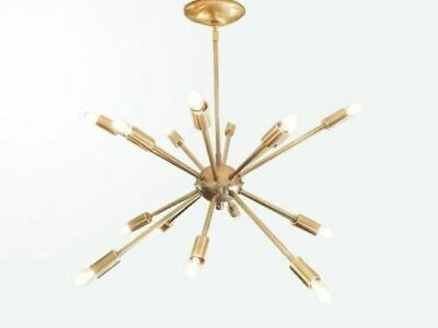Metà del secolo moderno finitura cromata in ottone ATOMIC SPUTNIK 12 braccia lampadario 