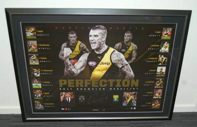 Dustin Martin 2017 Afl Brownlow Medallist Hand Signed Framed Print Richmond