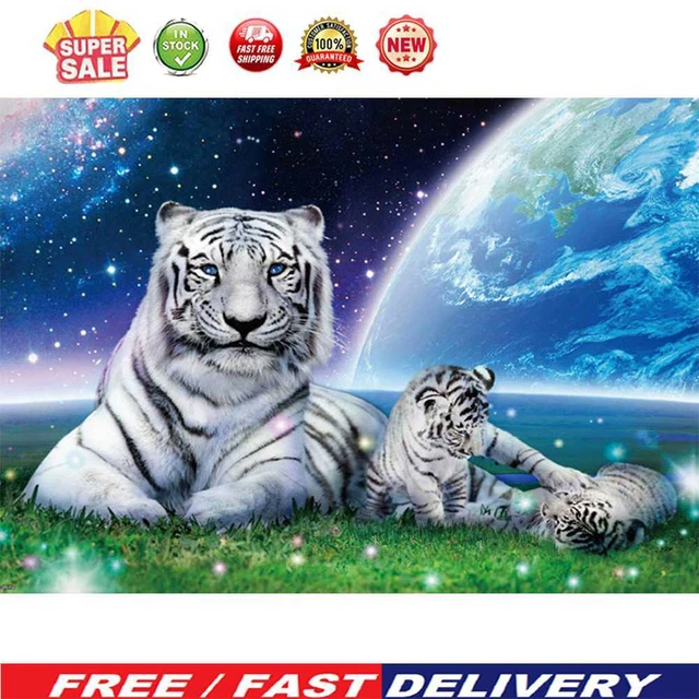 (DE5968) Kit de Pintura de Diamantes Madre Tigre Niño Resina Redonda Completa Estrás Pic