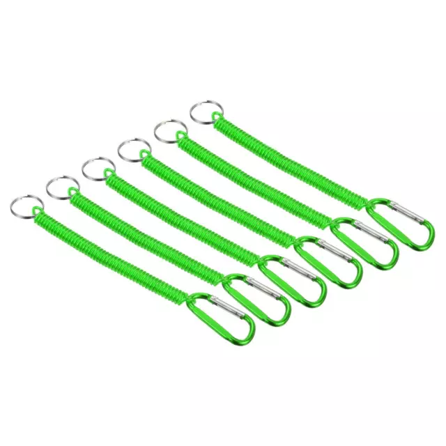 3.3ft Ressort Bobine Porte-clé Extensible Cordon, 6 Paquet Spirale Lanière Vert