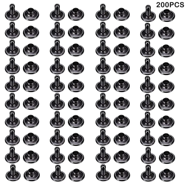 200pcs Boots 6mm Leather Rivets Tubular Metal Purses Bags Double Round Cap