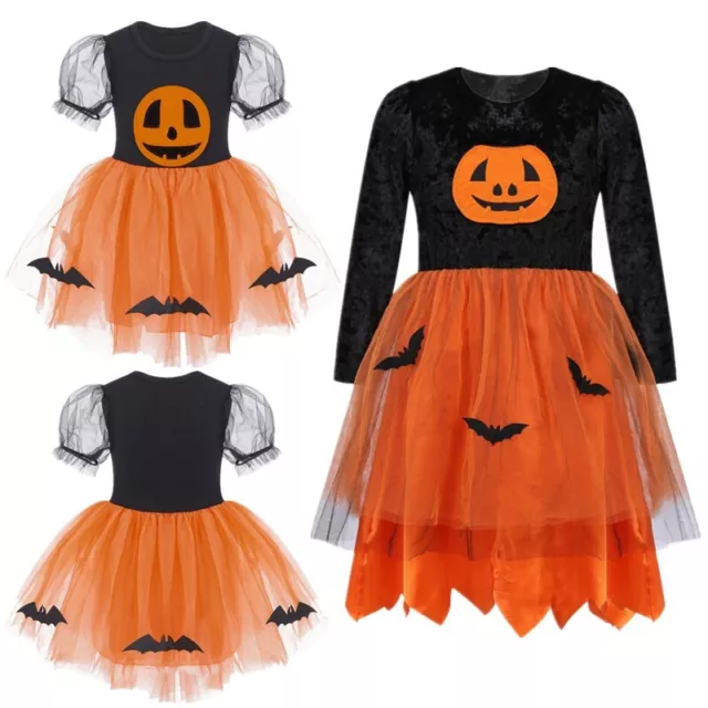 Baby Mädchen Halloween Kleid Kürbis Fledermaus Druck Kostüm Ostern Kleidung Herbst Outfits