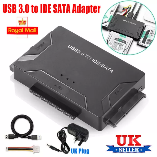 3 IN 1 USB to IDE SATA For Zilkee Ultra Recovery Converter Adapter Sets UK Plug