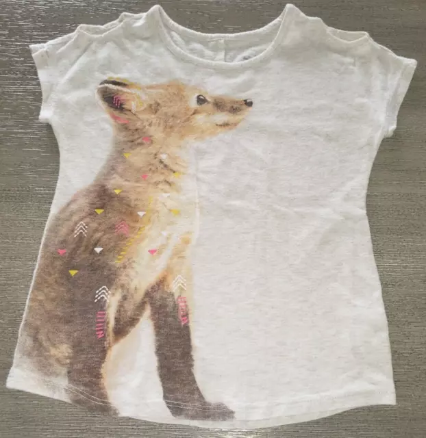 JUSTICE tan TOP SHIRT FOX girls size 6 short sleeve CUTE!