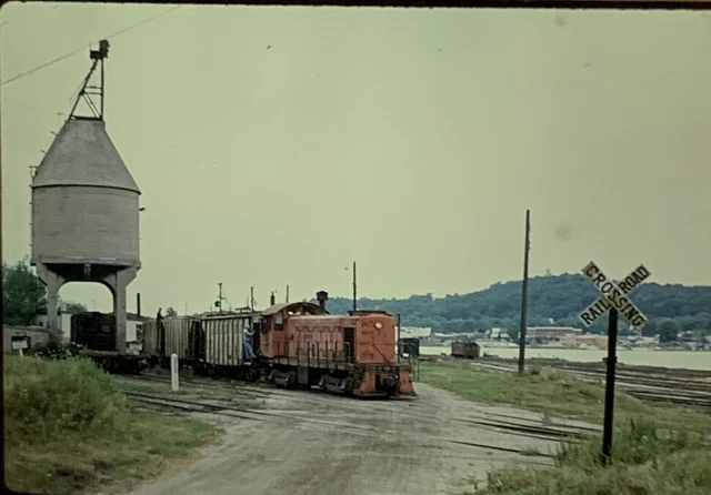 Vtg 35mm Slide Railroad Train Engine Engineer Water Tower Duplicate