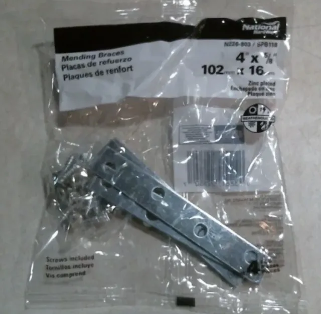 National Hardware N226-803 Mending Braces 4" x 5/8" Zinc Plated 2x4 Pack