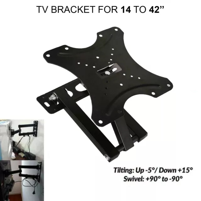 TV Wall Mount With Strong Tilt Swivel Mount Bracket 14-42" LED LCD Plasma UK