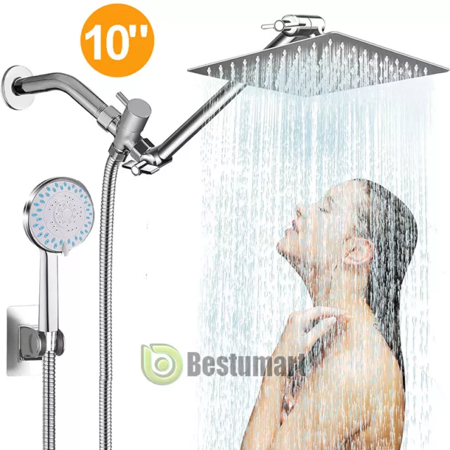 All Metal 10”Rain Shower Head with Handheld Spray Combo High Pressure Adjustable