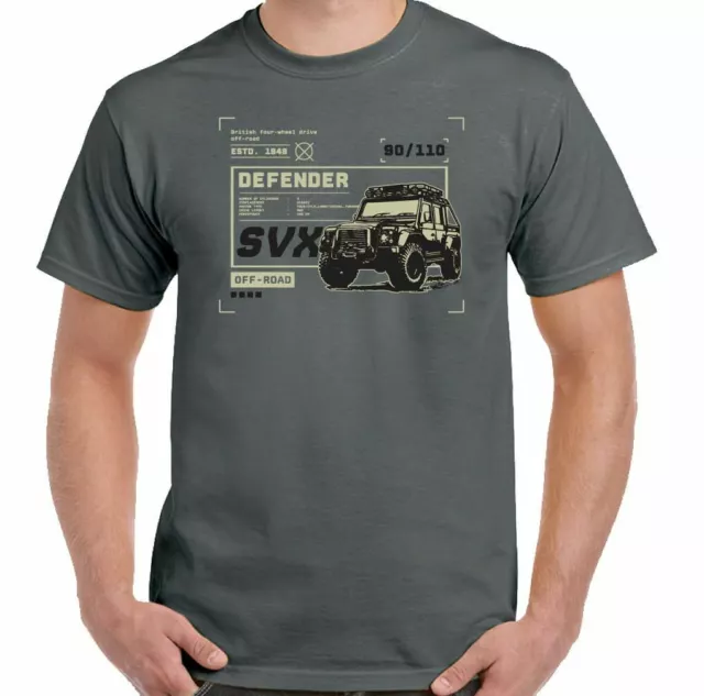 T-shirt Defender SVX Off Road Uomo Funny 90 110 127 4X4 Off Road Land Rover