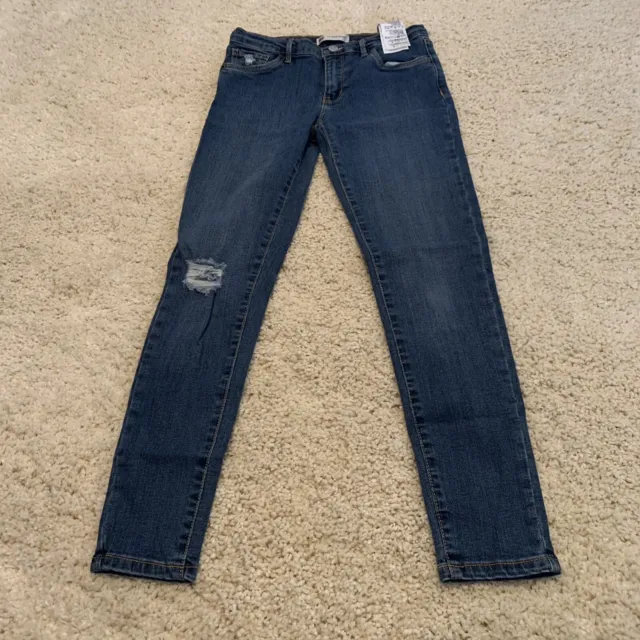 Levi's Jeans Girls 710 Super Skinny Distressed Low-Rise Blue Denim Sz 14 Reg