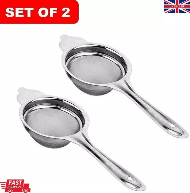 2x Tea Strainer Stainless Steel Mesh Loose Leaf Fine Filter Sieve Infuser Multi