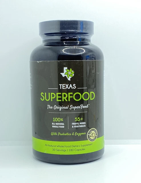 TEXAS SUPERFOOD Dietary Supplement - 180 Capsules - EXP 10/2023 NEW/SEALED TEXAS SUPERFOOD Dietary Supplement - 180 Capsules - EXP 10/2023 NEW/SEALED