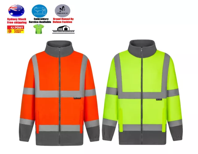 Hi-Vis Safety Reflective Tape Workwear Polar Fleecy Full Zip Jacket Jumper