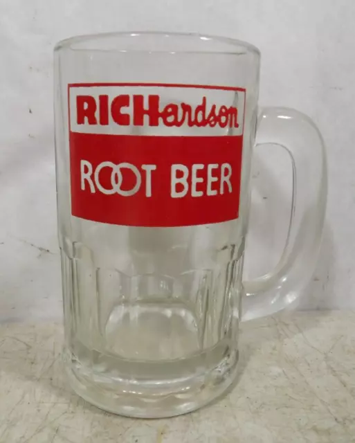 Vintage Thick Heavy Glass Richardson Root Beer Mug Soda Pop 5" Tall
