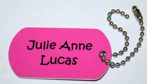 PLAIN COLOUR Metal BAG TAG Luggage School PERSONALISED