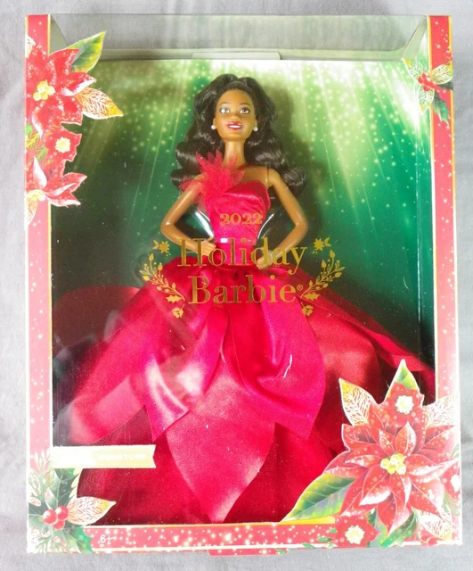 Barbie Hispanique Holiday 2022 - Poupée Mattel HBY08 - Robe Tulipe Rouge - Neuf