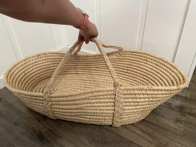33x21 Palm Leaf Baby Moses Basket Newborn Bassinet Nursery Storage Boho Natural 33x21 Palm Leaf Baby Moses Basket Newborn Bassinet Nursery Storage Boho Natural