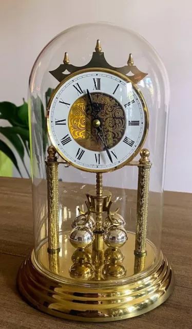 Vintage German Brass Acctim Quarz Torsion Clock- Circa 80s-Battery powered-9" H