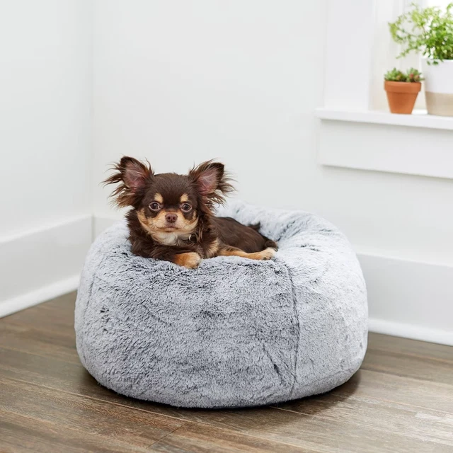 XHT Plush Pouf Pillow Cat & Dog Bed, Large