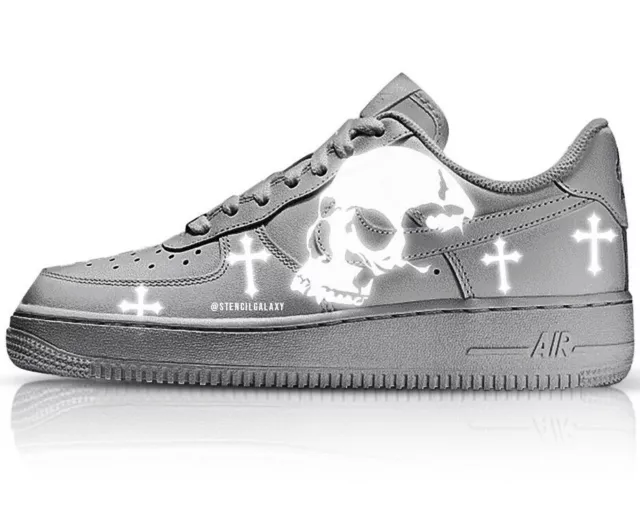 Skull Sticker, Custom Air Force 1, reflective af1, shoes iron on, patch for af1