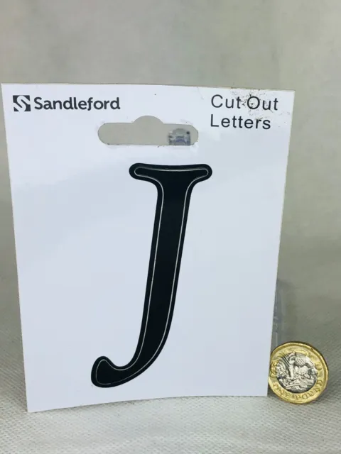 Insegna lettera J nera 8 cm segnaletica autoadesiva forte Sandleford lettera tagliata