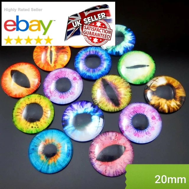 10 Eye Glass Cabochons 20Mm-Cat/Dragon Eyes-Flatback/Jewellery/Gem-Cabochon-Pair