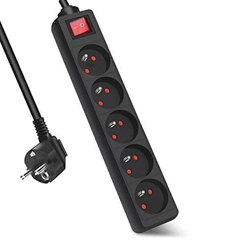 Multiprise 5 Prises 16A 2P + T avec Interrupteur Extrastar Bloc 5 Prises Rall...