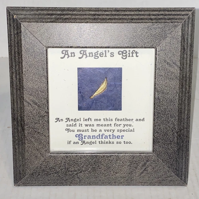 Vintage An Angel's Gift for Grandfather Freestanding Framed Poem & Feather