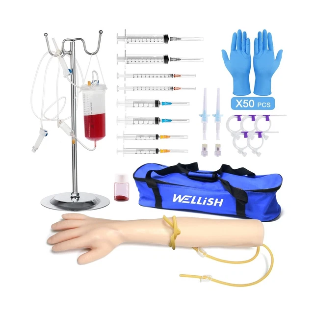 WELLiSH IV Practice Arm Infusion Model, Venipuncture Training Model Phlebotom...