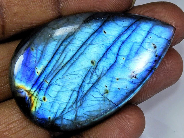 33X54X06MM Natural Blue Labradorite Pear Cabochon Loose Gemstone 104Cts. E858