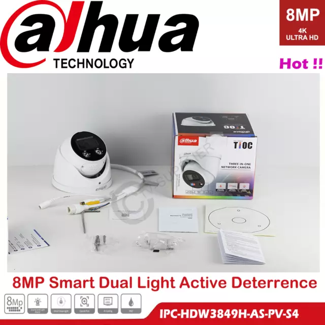 Dahua Genuine Full-color Active Deterrence 8MP IPC-HDW3849H-AS-PV IP Camera 2way