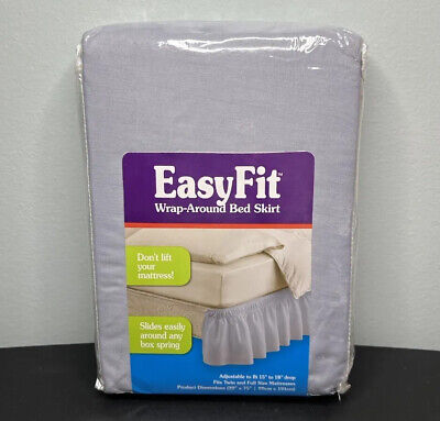 Falda de cama doble/completa con volantes EasyFit 39""x75"" mezcla algodón, gris liso